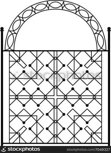 Wrought Iron Gate, Ornamental Design Vector Illustration