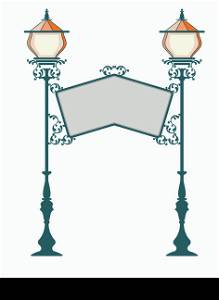 Wrought Iron Signage with Lamp, Lantern