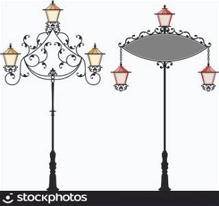 Wrought Iron Signage With Lamp, Lantern