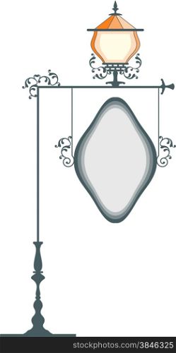 Wrought Iron Signage With Lamp, Lantern Vector Art