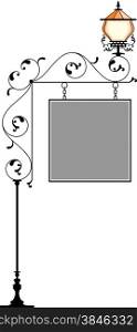 Wrought Iron Signage With Lamp, Lantern Vector Art