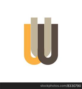 WU or Triple U letter icon logo flat vector