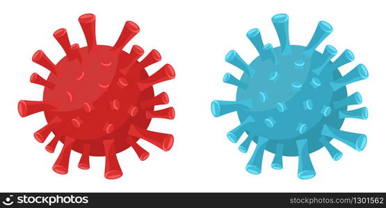 Wuhan coronavirus 2019-nCoV isolated on white background. Blue and red virus bacteria. Dangerous chinese nCoV coronavirus. Vector illustration for any design.. Wuhan coronavirus 2019-nCoV isolated on white background. Blue and red virus bacteria. Dangerous chinese nCoV coronavirus. Vector illustration for any design