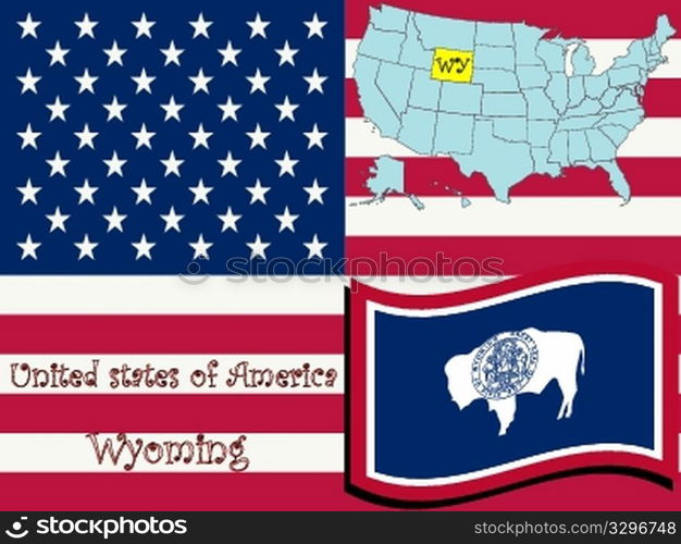 wyoming state illustration, abstract vector art