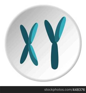 X and Y chromosomes icon in flat circle isolated vector illustration for web. X and Y chromosomes icon circle