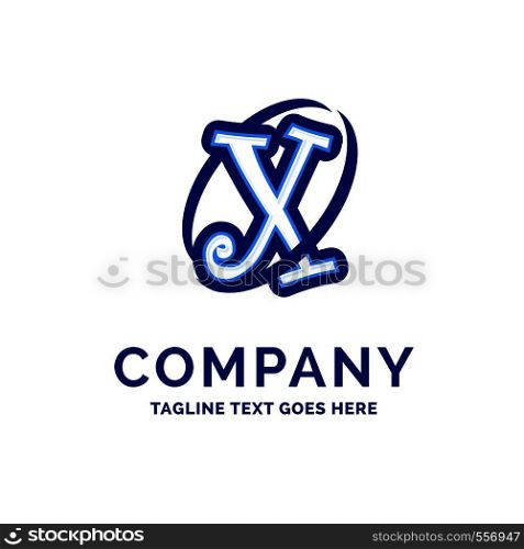 X Company Name Design Blue Logo Design. Logo Template. Brand Name template Place for Tagline. Creative Logo Design
