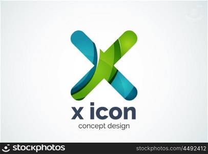 X cross logo template, rotated plus, medical or letter concept. Modern minimal design logotype created with geometric shapes - circles, overlapping elements