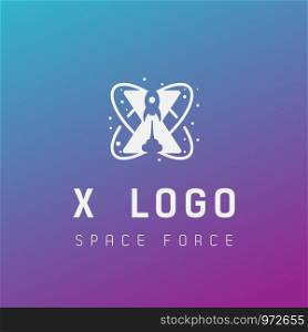 x initial space force logo design galaxy rocket vector in gradient background - vector. x initial space force logo design galaxy rocket vector in gradient background