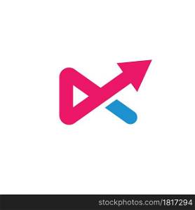 x letter arrow or play button arrow icon vector concept web or app design template