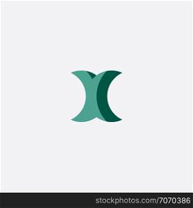 x letter dark green icon logo design