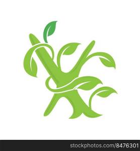 X letter ecology nature element vector icon. Lettering icon vector logo design