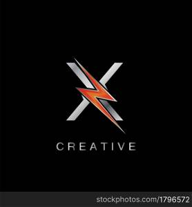 X Letter Logo, Abstract Techno Thunder Bolt Vector Template Design.