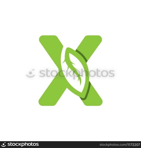 X Letter logo leaf concept template design