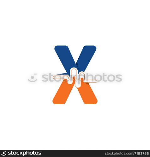X Letter logo on pulse concept creative template design