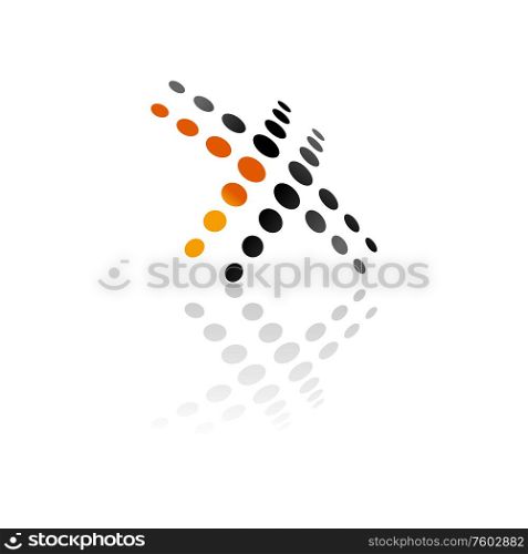 X letter of black and orange dots isolated logo. Vector refuse or forbidden sign. Refuse sign isolated dotted X letter