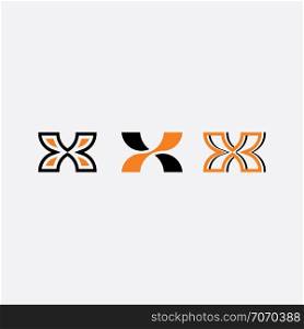x letter set vector logo orange black icons design