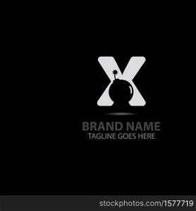 X letter With boom logo creative alphabet concept dsign