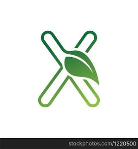 X Letter with leaf logo or symbol concept template design