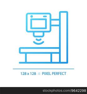 X ray machine pixel perfect gradient linear vector icon. Physical examination. Diagnostic imaging. Radiology scan. Thin line color symbol. Modern style pictogram. Vector isolated outline drawing. X ray machine pixel perfect gradient linear vector icon