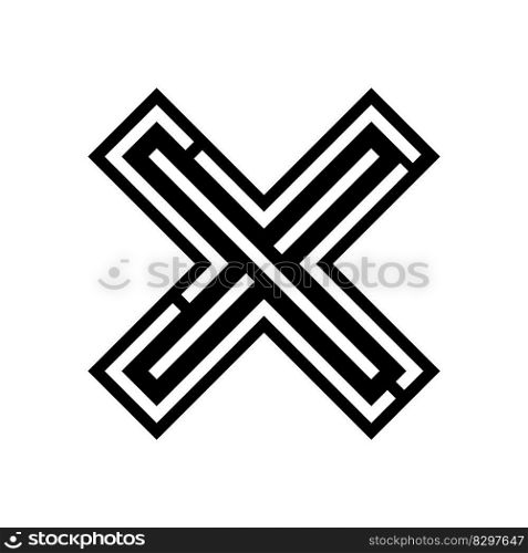 x reject glyph icon vector. x reject sign. isolated symbol illustration. x reject glyph icon vector illustration