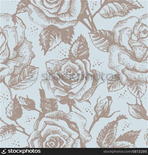 &#x9;Seamless floral pattern with roses