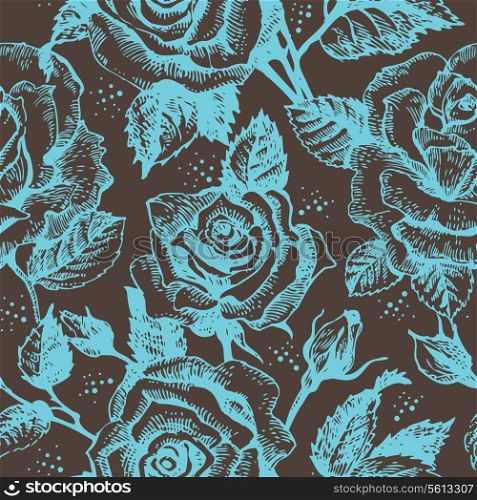 &#x9;Seamless floral pattern with roses
