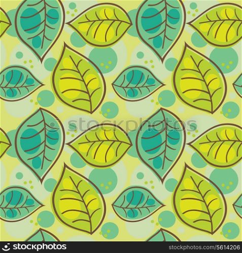 &#x9;Seamless pattern with summer leafs