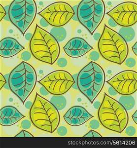 &#x9;Seamless pattern with summer leafs