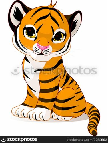 &#xA;A cute character of sitting tiger cub.