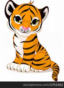 &#xA;A cute character of sitting tiger cub.