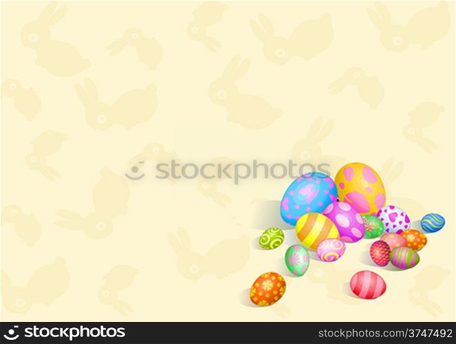 &#xA;Beautiful coloring Easter eggs on pattern background