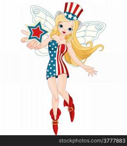 &#xA;Beautiful proud American fairy holding a star.