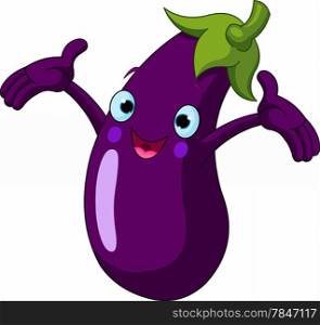 &#xA;Cartoon cute Eggplant presenting something
