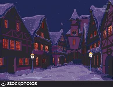 &#xA;Christmas town street at night