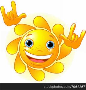 &#xA;Cute and shiny Sun showing ?I love you? gesture