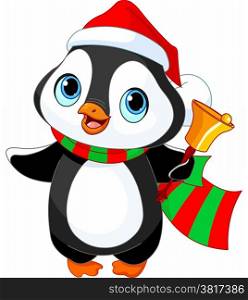 &#xA;Cute Christmas penguin with jingle bell