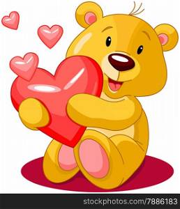 &#xA;Cute little bear holds red heart