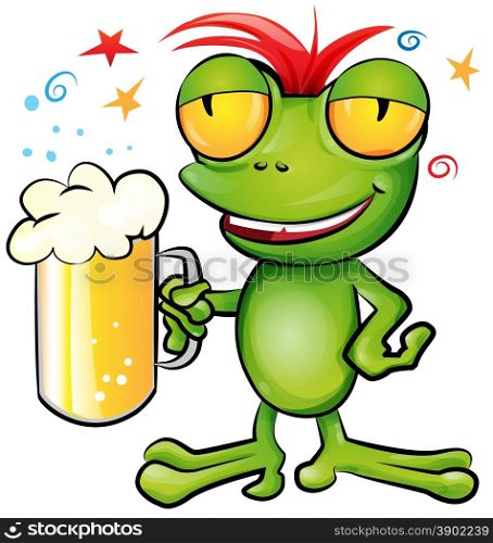 &#xA;frog cartoon with schooner beer