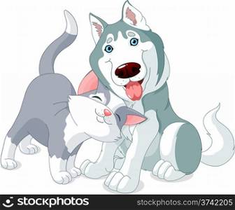 &#xA;Great illustration of a cute dog and a cat