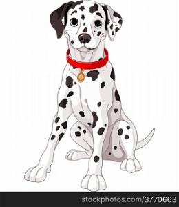 &#xA;Illustration of a cute Dalmatian dog wearing a red collar
