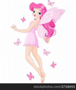 &#xA;Illustration of a cute pink flying fairy