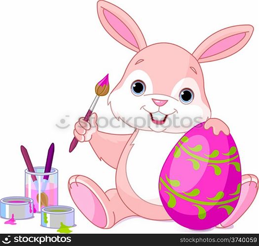 &#xA;Illustration of an Easter Bunny painting an egg