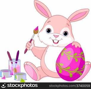 &#xA;Illustration of an Easter Bunny painting an egg