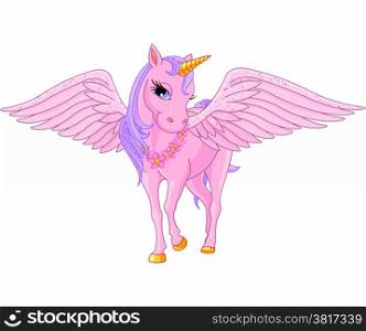 &#xA;Illustration of beautiful pink Unicorn Pegasus