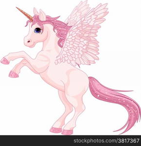 &#xA;Illustration of beautiful pink Unicorn Pegasus
