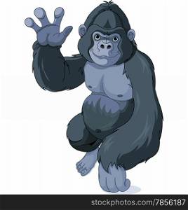 &#xA;Illustration of cute cartoon gorilla waving hello
