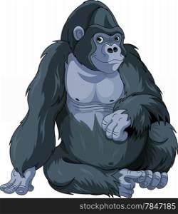 &#xA;Illustration of cute cartoon sitting gorilla