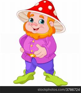 &#xA;Illustration of cute Gnome with mushroom hat