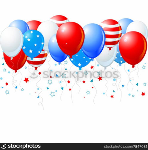 &#xA;Illustration of the bunch of colorful balloons of 4 of July flying up