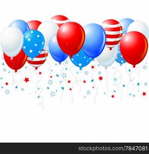 &#xA;Illustration of the bunch of colorful balloons of 4 of July flying up